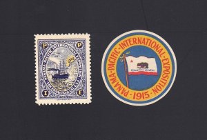 1904 SAN FRANCISCO EXPOSITION: Pan-Pacific Expo - (2) Cinderella/Poster Stamps