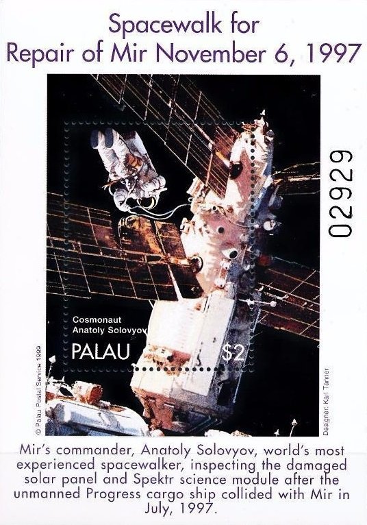 PALAU SHEET SPACE MIR  ASTRONAUTS COSMONAUTS