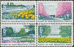 1969 Beautification of America Block of 4 6c Postage Stamps, Sc#1365-68, MNH, OG