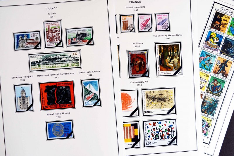 COLOR PRINTED FRANCE 1966-1999 STAMP ALBUM PAGES (159 illustrated pages)