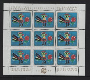 Yugoslavia   #1222-1224  MNH  1974   children`s drawings sheets of 9