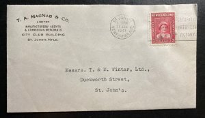 1941 St Johns Newfoundland Commercial Cover Locally used Manufacturers