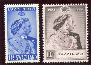 Swaziland 1948 KGVI Silver Wedding set complete superb MNH. SG 46-47. Sc 48-49.