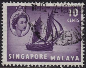 Singapore - 1955 - Scott #34 - used - Sailboat