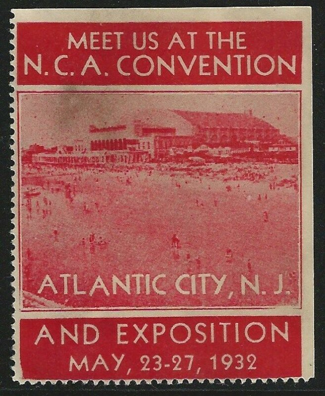 N.C.A. Convention, Atlantic City, N.J., 1932  Poster Stamp / Cinderella Label