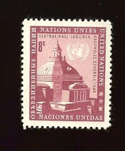 UN NY #62 8c Central Hall, Westminster MNH