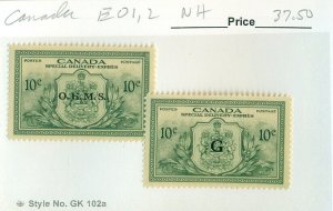 CANADA #EO1,2, Mint Never Hinged, Scott $29.00