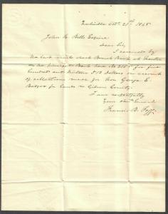 Nashville Aug 25 1849 Letter Signed Francis Fogg Stampless Cover