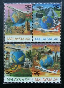 Malaysia 50 Years Of IATA 1995 Airplane France China Tower Kites Bird (stamp MNH