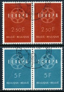 Belgium 1959 Sc 536-7 Europa Brussels Fancy CDS Stamp Pair U