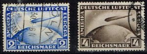 Germany 1927,Sc.#36-7 used. Airship Graf Zeppelin L.Z. 127