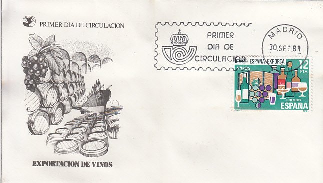 Spain 1981 FDC Sc #2247-#2249 Exports Fruit, Wine, Vehicles