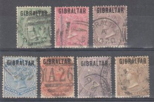 Gibraltar #1 to 7, USED CDS -- 1886 VICTORIA