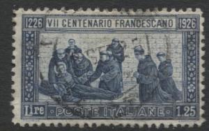 Italy - Scott 182 - Death of St. Francis Assisi -1926- Used -Single 1.25c Stamp