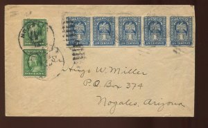 383 US Automatic Vending Type I Pair on 1914 Cover MEXICO TO USA (LV 1404)