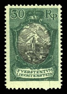 Liechtenstein #64 Cat$85, 1921 30rp deep green and black, lightly hinged