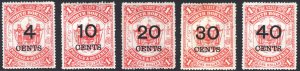 North Borneo 1895 4c-40c on $1 Scarlet Scott 74-78 SG 87-91 MH Cat $210