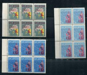 Map of Europe and Albania 1962 in Blocks of 6 MNH Sc 631-3 CV $109 6474