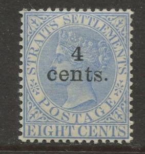 Straits Settlements-Scott 91- QV 0verpint Definitive-1899 -MNH -Single 4c Stamp