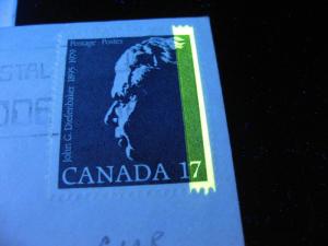 CANADA Sc 859 17c Diefenbaker 1 bar tag error G1aR on cover! Check it out!