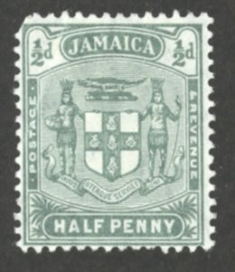 Jamaica Sc# 58 MH 1906 1/2p Arms