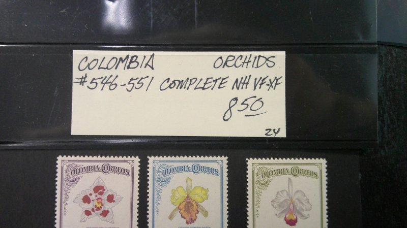 Colombia 1947 Orchids Scott# 546-551 VF-XF MNH complete set of 6