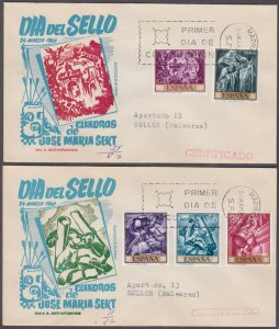 SPAIN Sc # 1337-46.3 SET of 4 DIFF FDC X10 DIFF STAMPS - JOSE MARIA SERT, ARTIST