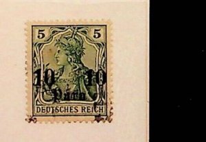 GERMAN OFFICES IN TURKEY Sc 43 USED ISSUE OF 1906 - 1p ON 5pf - LOT5