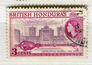 BRITISH HONDURAS; 1950s early QEII Pictorial issue fine used 3c. value