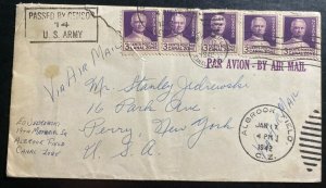 1942 Albrook Field Canal Zone Panama Censored Cover FFC To Perry NY USA