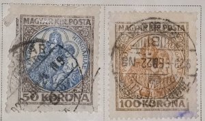Hungary Scott 378-379 Used VF Magyar Post Madonna & Child (1921):