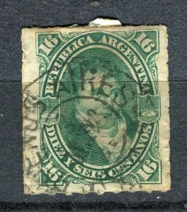 ARGENTINA; 1860s early classic rouletted 16c. used value