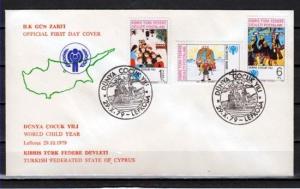 Turkish Rep. of Cyprus, Scott cat. 77-79. Year of Child. First day cover. ^