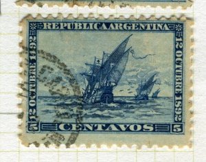 ARGENTINA; 1892 early America Discovery issue fine used Shade of 5c. value