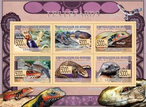 GUINEA - 2009 - Lizards - Perf 6v Sheet - Mint Never Hinged