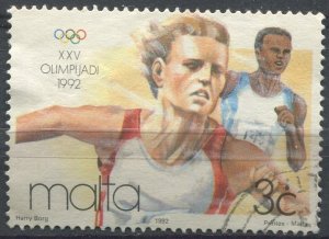 Malta Sc#802 Used, 3c multi, Summer Olympic Games 1992 - Barcelona (1992)