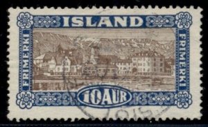 ICELAND #145v (169v) 10aur Landscape, Dot in F at right, constant plate flaw,