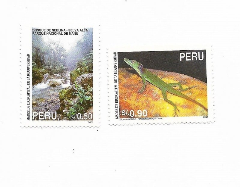 PERU 1995 MANU NATIONAL PARK FAUNA NATURE FOREST SET OF 2 VALUES MNH SC 1128/29