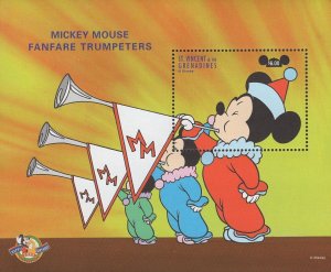 Disney Stamp Mickey Mouse Trumpet Flag Souvenir Sheet MNH