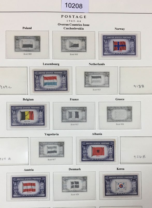 MOMEN: US STAMPS # 912 / 920A 1943-1944 MINT OG NH COLLECTIONS LOT # 10208