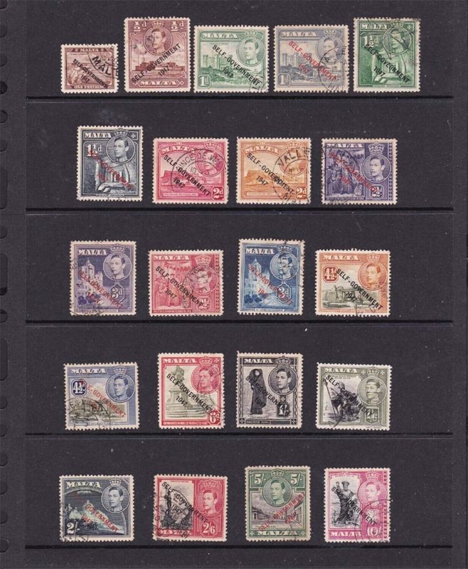 Malta 1948 KGVI SG 234-248 set of 21 FU