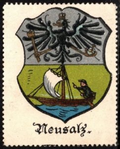 Vintage Germany Poster Stamp Neusalz Coat Of Arms Unused