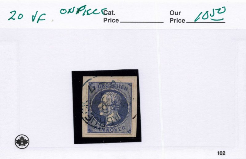 HANOVER  20  VF  USED  ON PIECE
