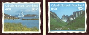 GREENLAND 289-90 MNH CV $6.35 BIN $3.50