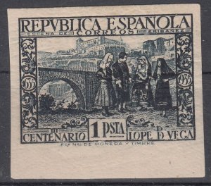 1935 SPAIN LOPE DE VEGA IMPERFORATE (ED.693s) MH FINE