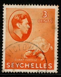 SEYCHELLES SG136a 1941 3c ORANGE USED