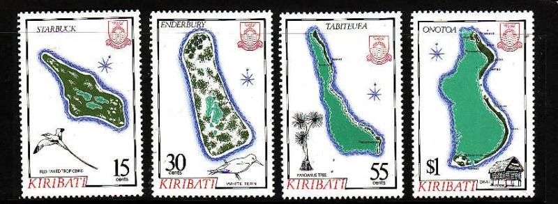 Kiribati-Sc#487-90-Unused NH set-Maps-1987-