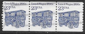 US #2464 used strip of 3 PCN 2. Lunch Wagon 1890s.