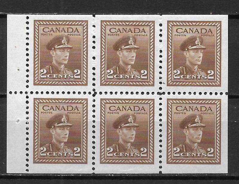 Canada 250a 1942-3 2c KGVI MLH Booklet Pane