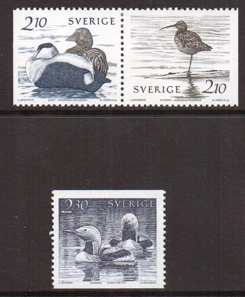 Sweden  #1582-1584   MNH   1986  water birds